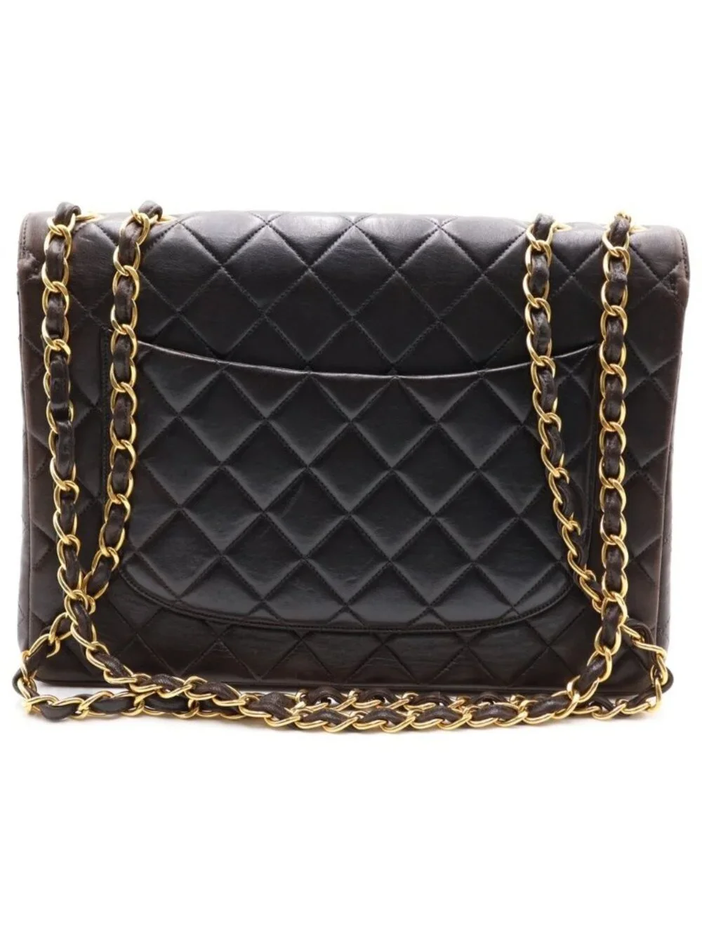 Chanel Maxi Quilted 30 Lambskin Gold Chain Shoulder Bag Black